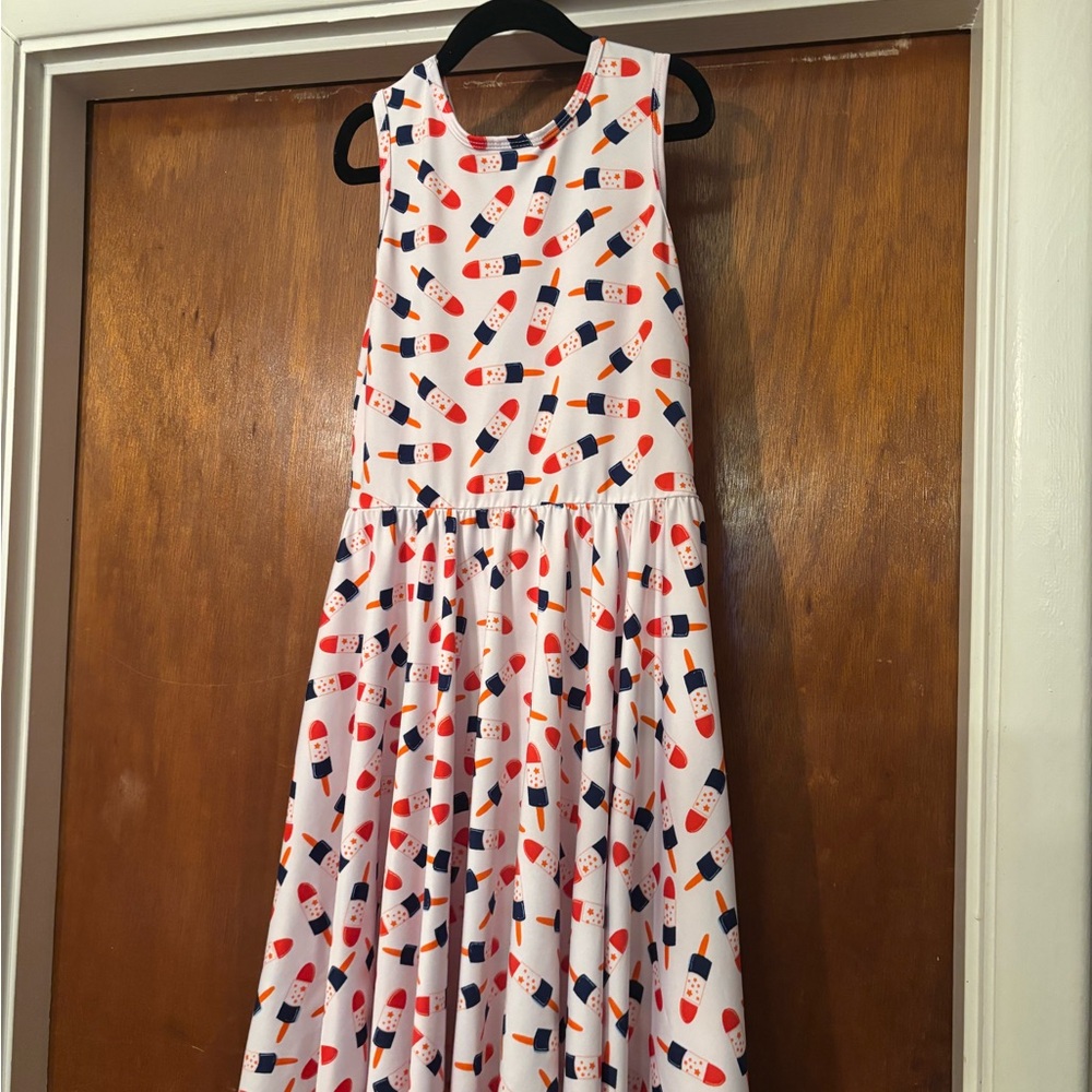 Dot Dot Smile Ice Cream Print Dress - Red, Blue, White